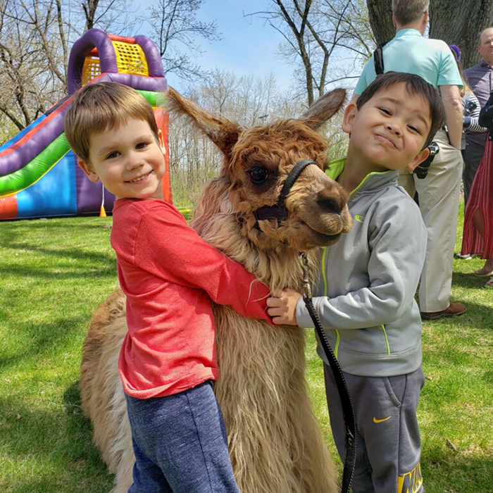 Cute Kids with Llama