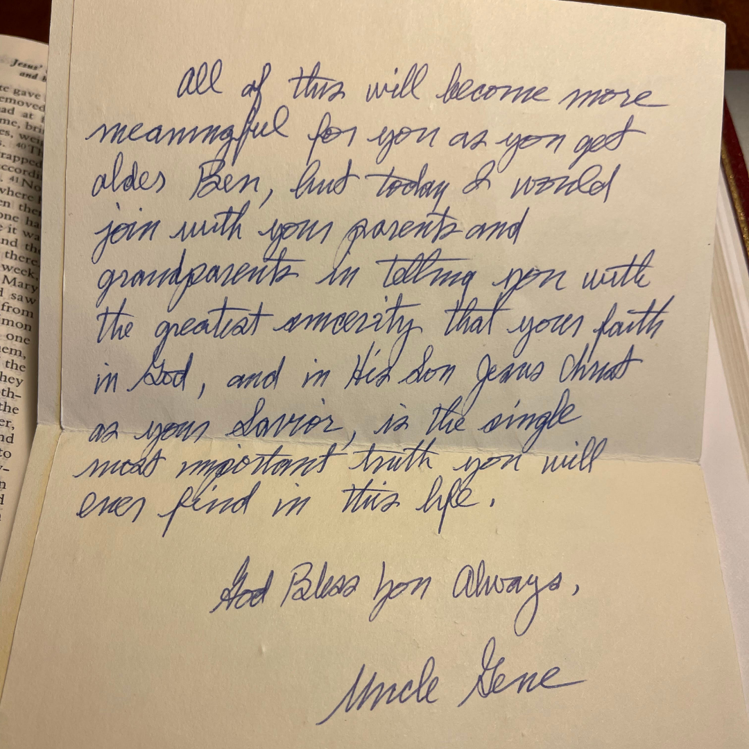 Pastor Ben's Letter from Uncle Gene